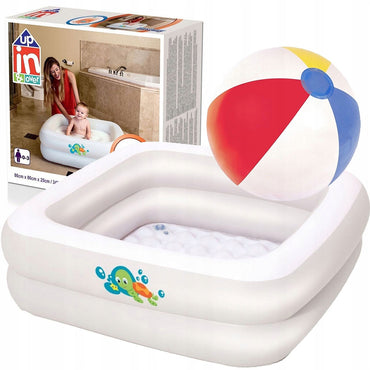 BESTWAY Baby Tub Ball Pool White Inflatable 2ft 8in x 2ft 8in x 10in